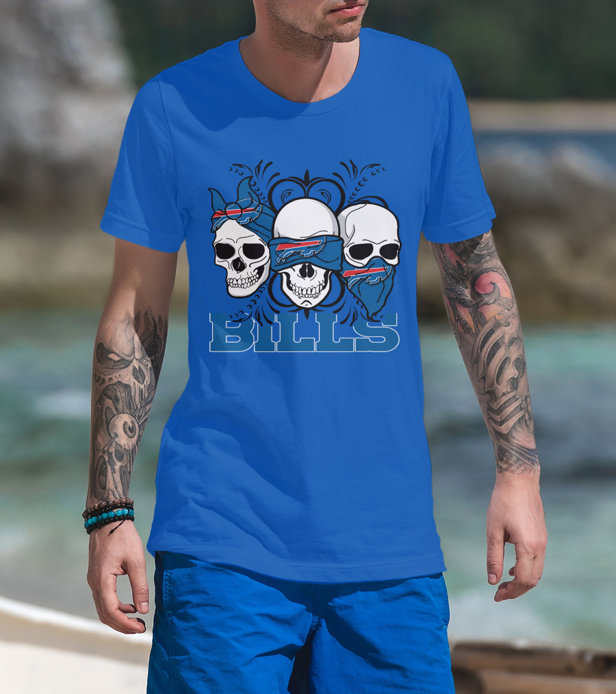 Buffalo Bills Skull Bandana Trio T-Shirt
