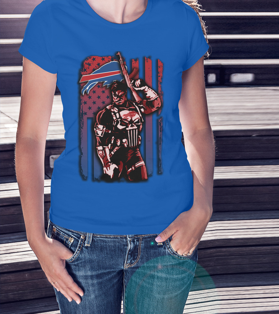 Buffalo Bills Punisher Armed Flag T-Shirt