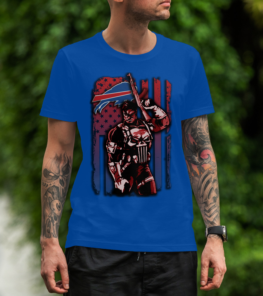 Buffalo Bills Punisher Armed Flag T-Shirt
