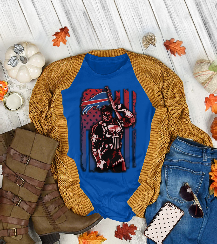 Buffalo Bills Punisher Armed Flag T-Shirt