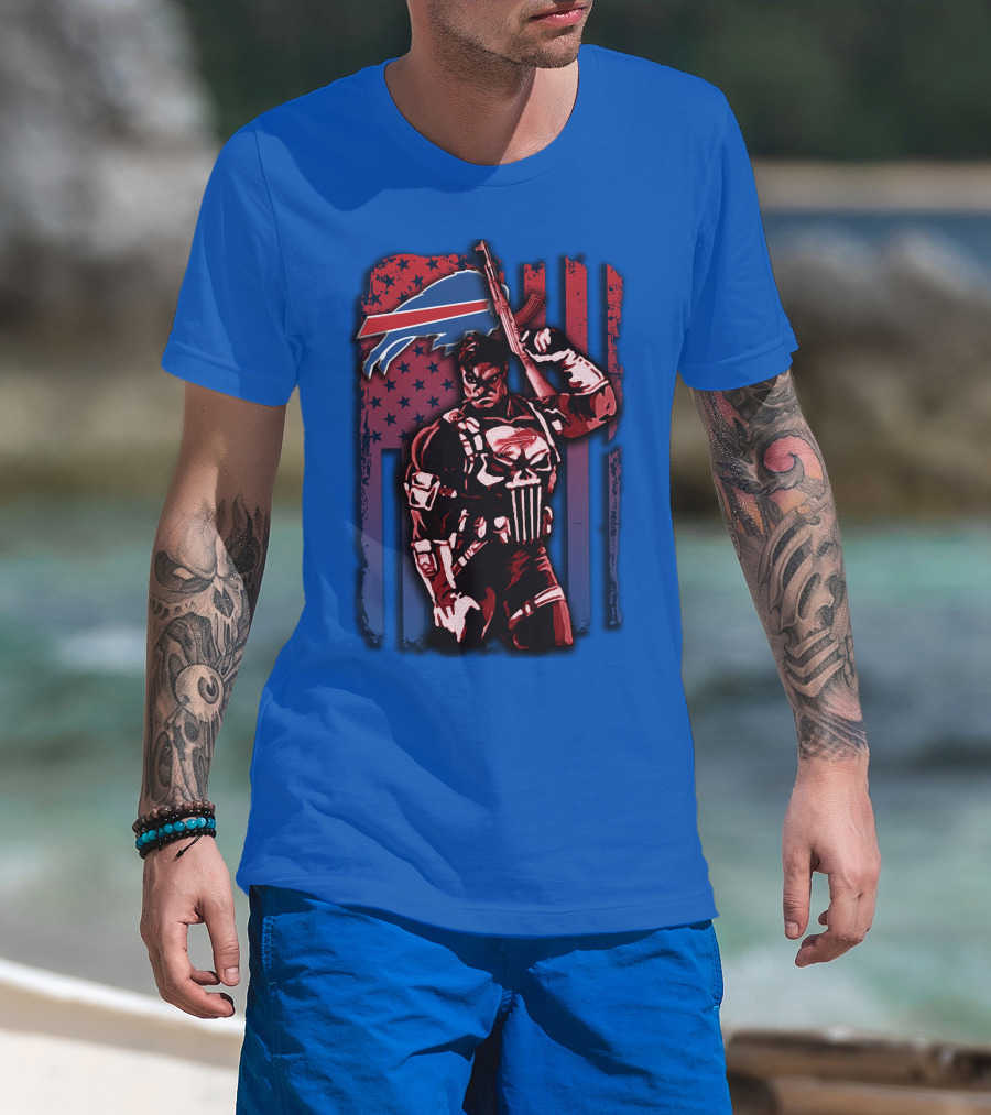 Buffalo Bills Punisher Armed Flag T-Shirt