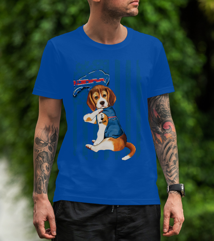 Beagle I Love Mom Buffalo Bills Fan T-Shirt