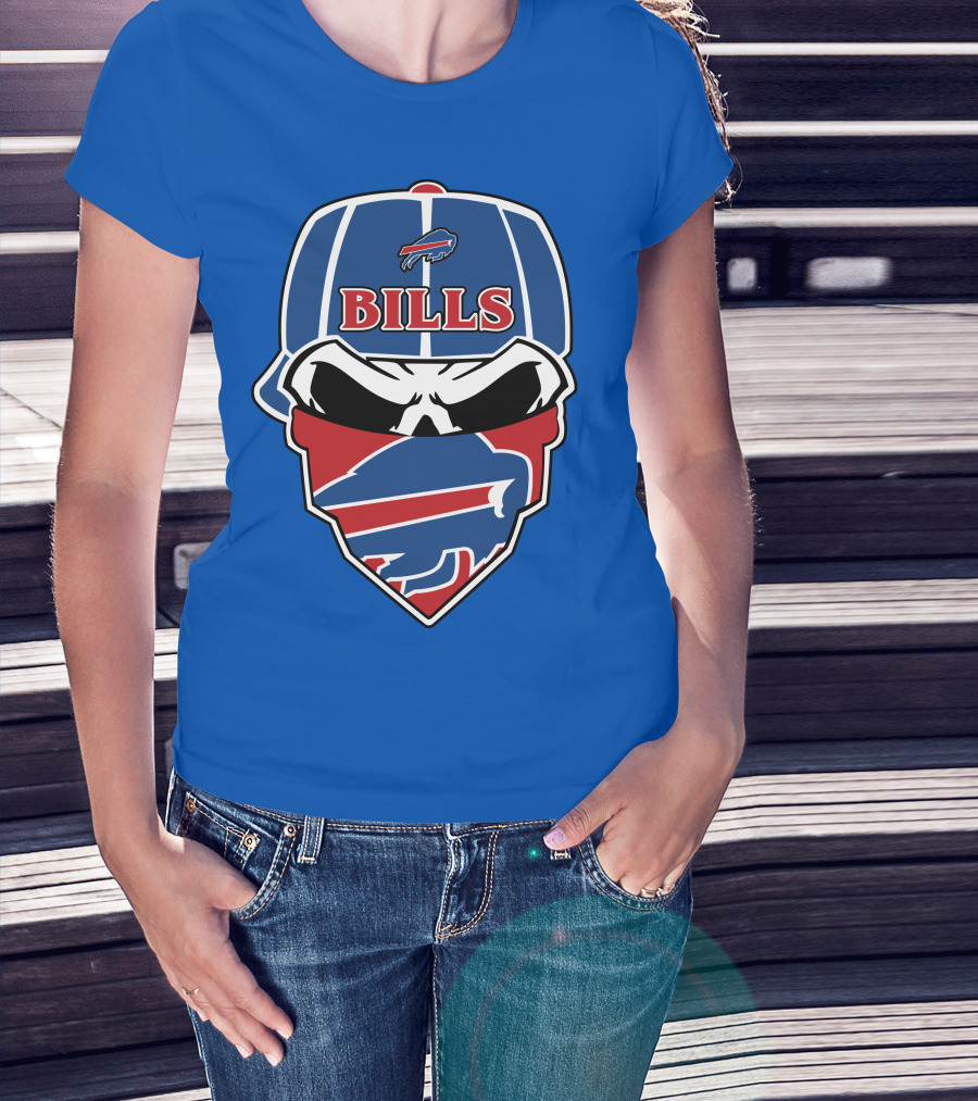 Buffalo Bills Skull Cap And Bandana T-Shirt