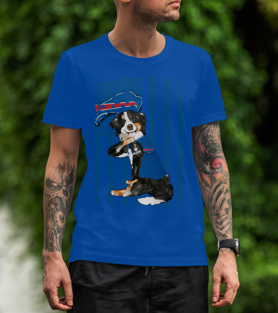Border Collie I Love Mom Buffalo Bills Fan T-Shirt