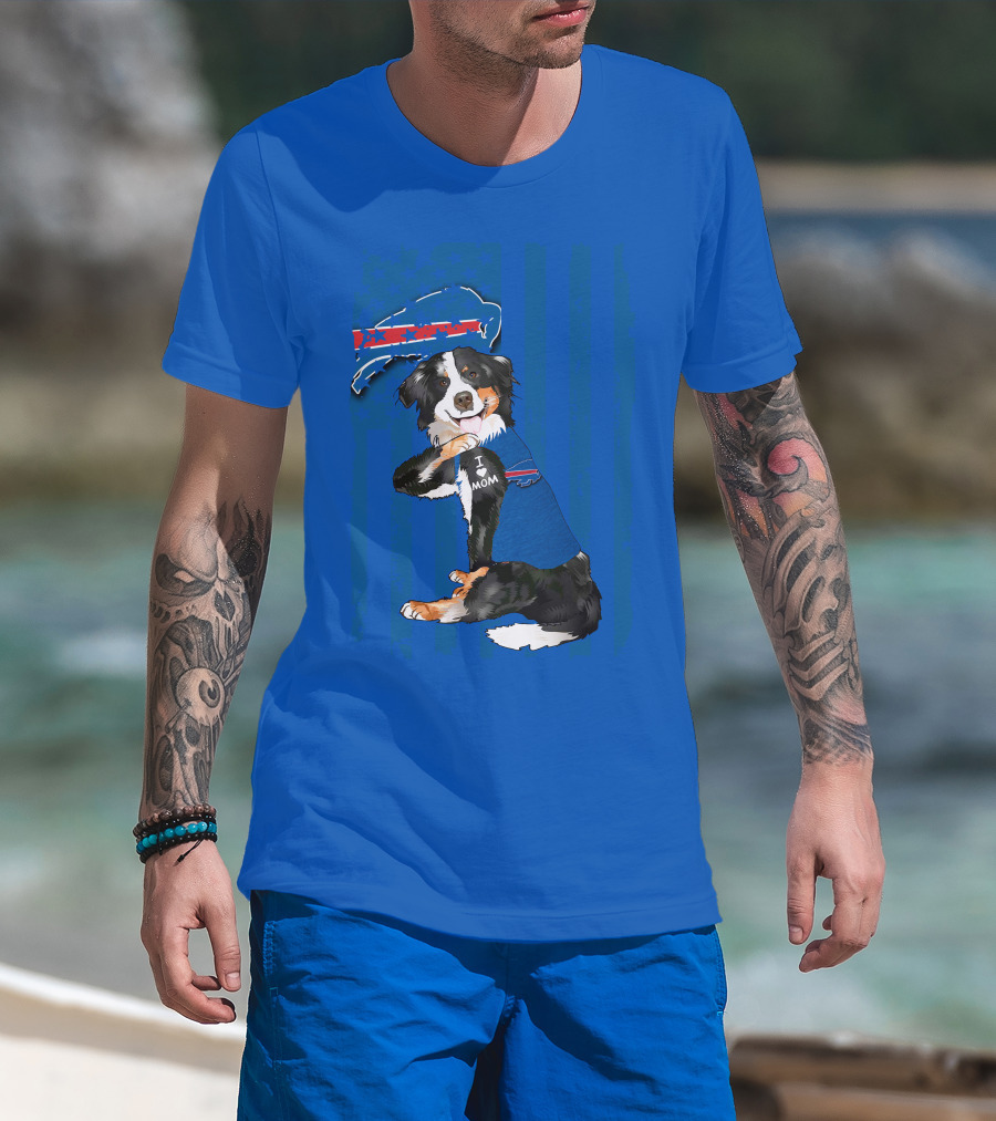 Border Collie I Love Mom Buffalo Bills Fan T-Shirt