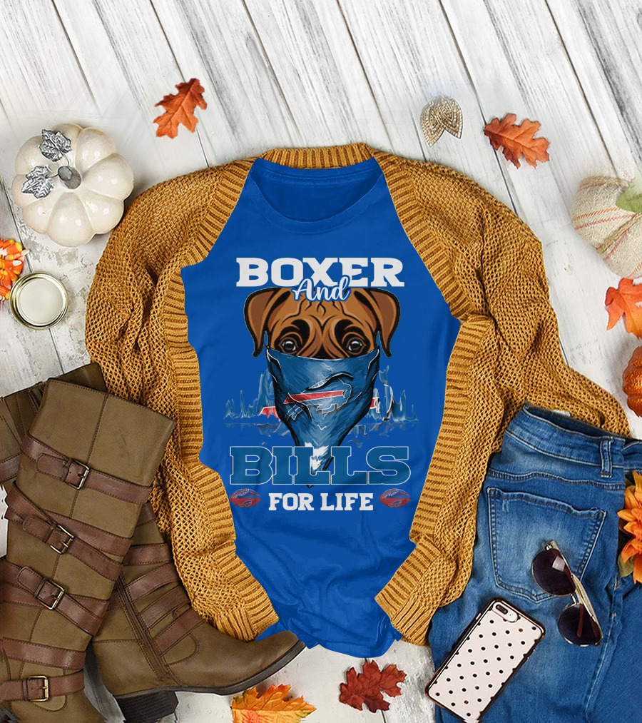 Boxer And Bills For Life Buffalo Bills T-Shirt