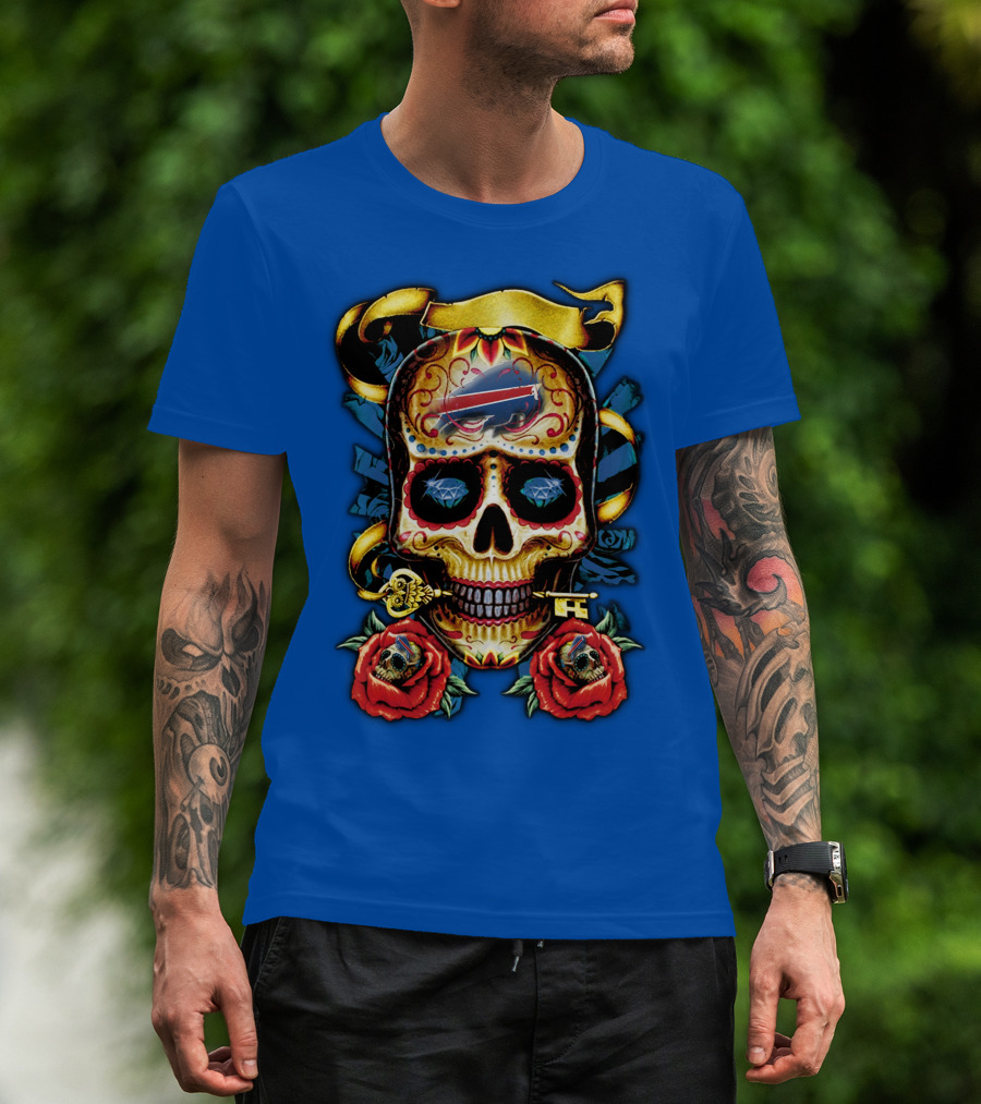Buffalo Bills Sugar Skull Roses And Keys T-Shirt