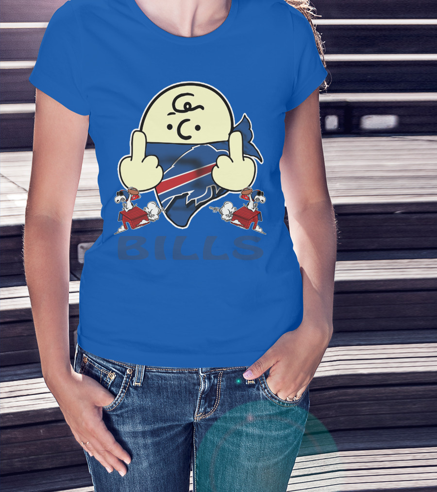 Buffalo Bills Logo With Peanuts Characters T-Shirt
