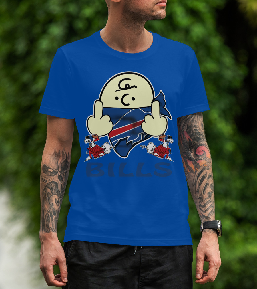 Buffalo Bills Logo With Peanuts Characters T-Shirt