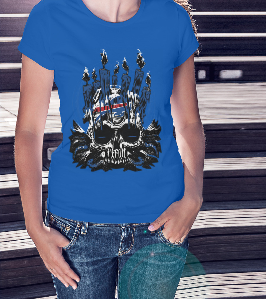 Buffalo Bills 40 Skull Flames Candles Nfl Team T-Shirt