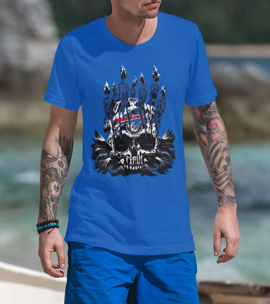 Buffalo Bills 40 Skull Flames Candles Nfl Team T-Shirt