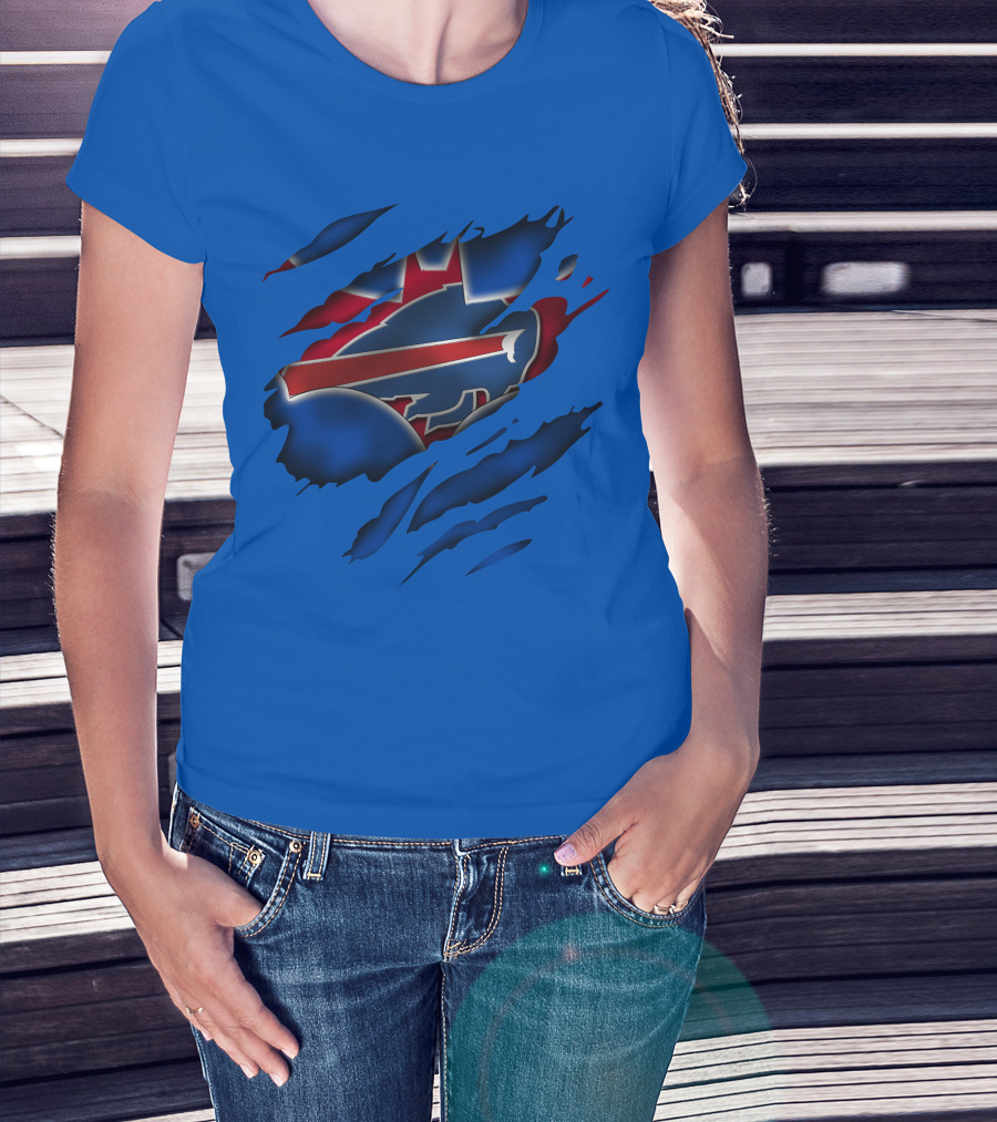 Buffalo Bills Red White Blue Logo Scratch T-Shirt