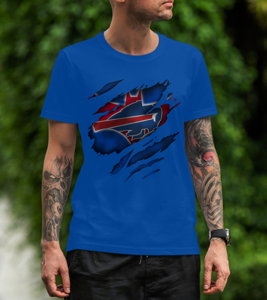 Buffalo Bills Red White Blue Logo Scratch T-Shirt