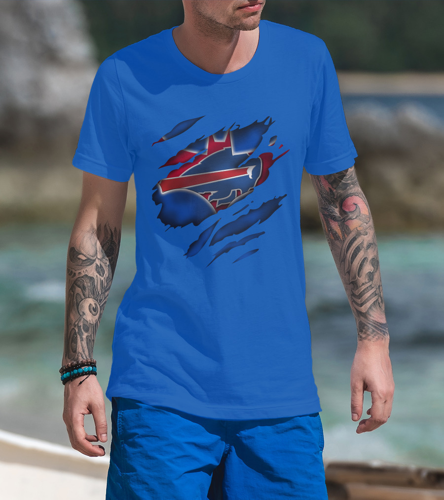 Buffalo Bills Red White Blue Logo Scratch T-Shirt