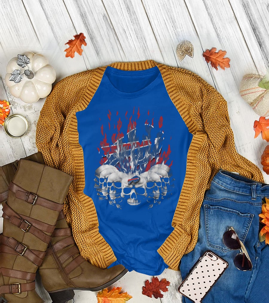 Buffalo Bills Flaming Skulls T-Shirt