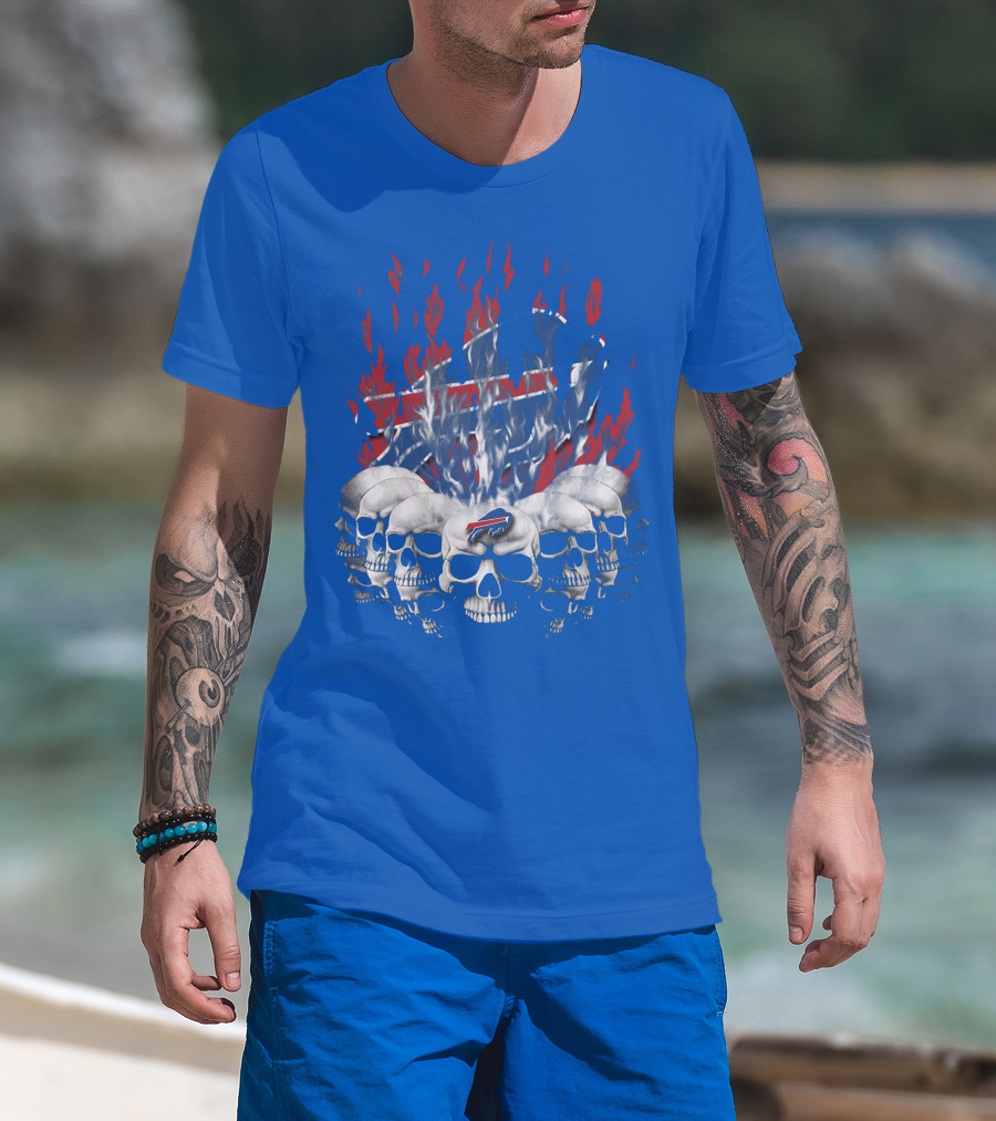 Buffalo Bills Flaming Skulls T-Shirt