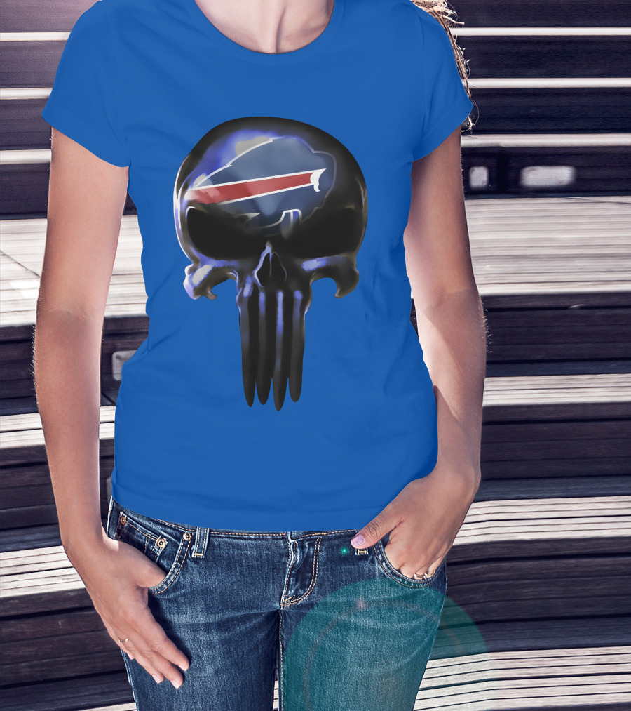Buffalo Bills Punisher Skull Logo 49ers Crossover T-Shirt