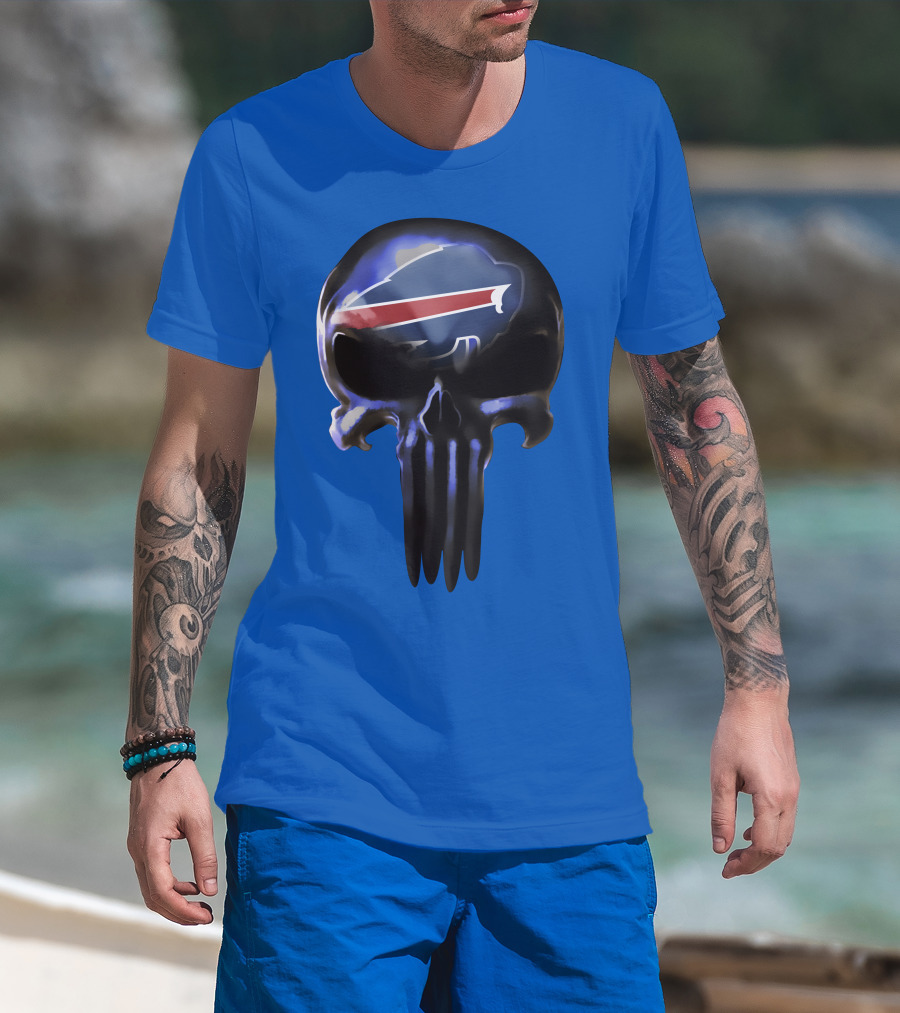 Buffalo Bills Punisher Skull Logo 49ers Crossover T-Shirt