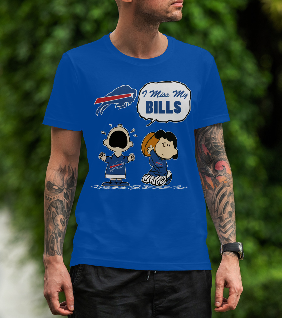 Buffalo Bills I Miss My Bills Football Charlie Lucy Cartoon T-Shirt