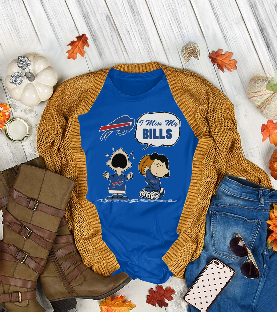 Buffalo Bills I Miss My Bills Football Charlie Lucy Cartoon T-Shirt