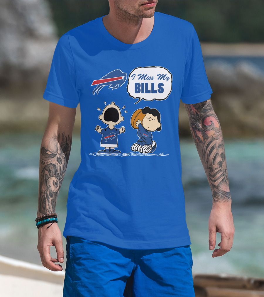 Buffalo Bills I Miss My Bills Football Charlie Lucy Cartoon T-Shirt