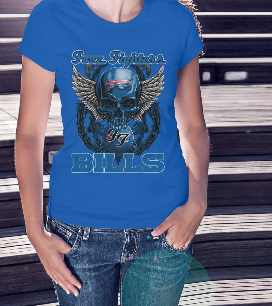 Foo Fighters Buffalo Bills Winged Skull T-Shirt