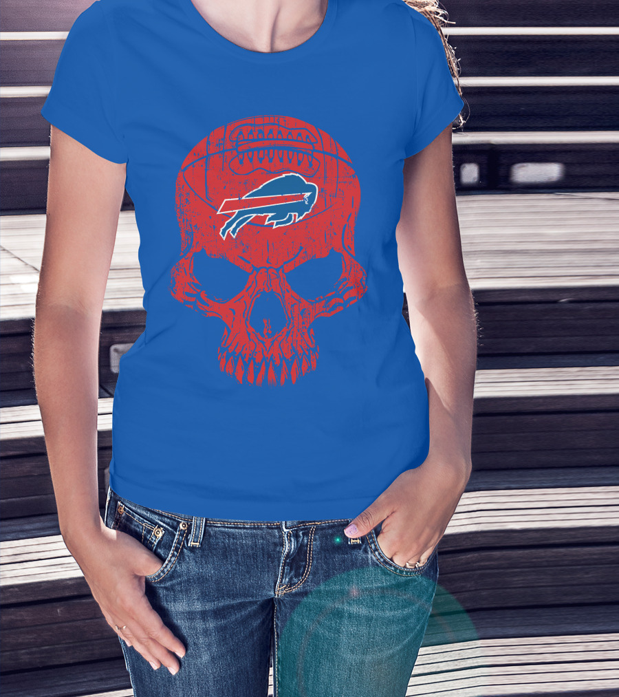 Buffalo Bills Skull Logo Football T-Shirt