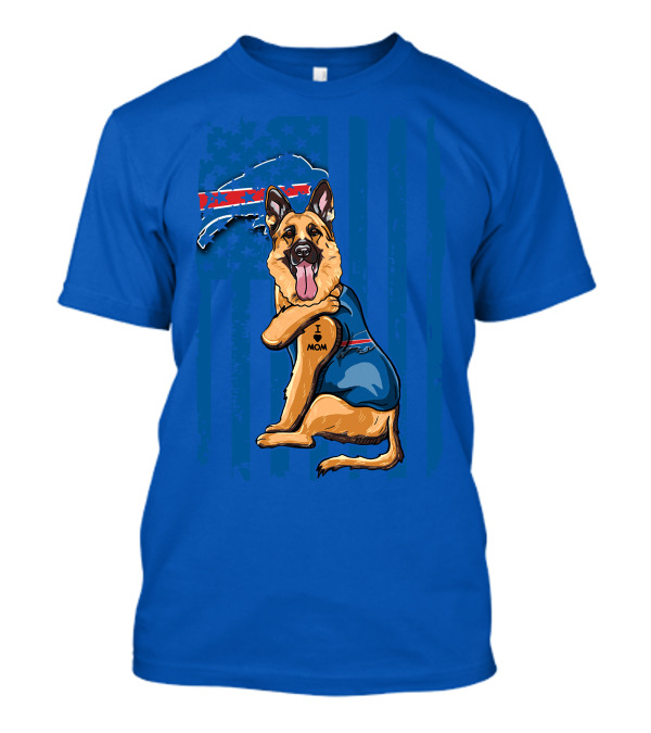 German Shepherd I Love Mom Buffalo Bills Fan Tattoo Art T-Shirt