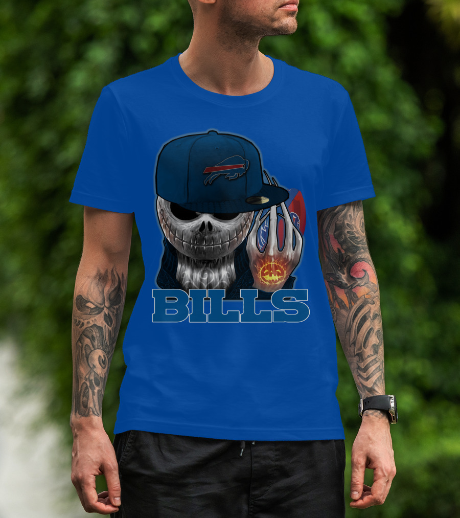 Jackskull Buffalo Bills NFL Skeleton Pumpkin Halloween T-Shirt