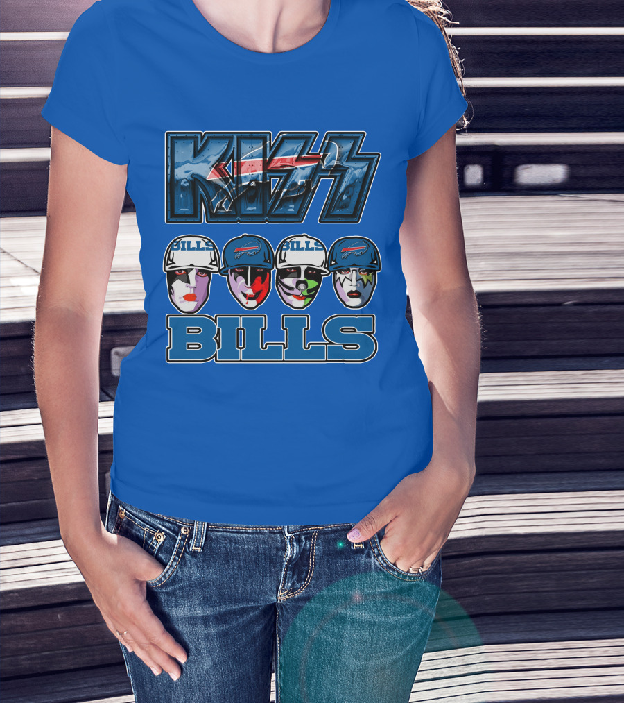 Kiss Buffalo Bills Helmets Face Paint Band Style T-Shirt