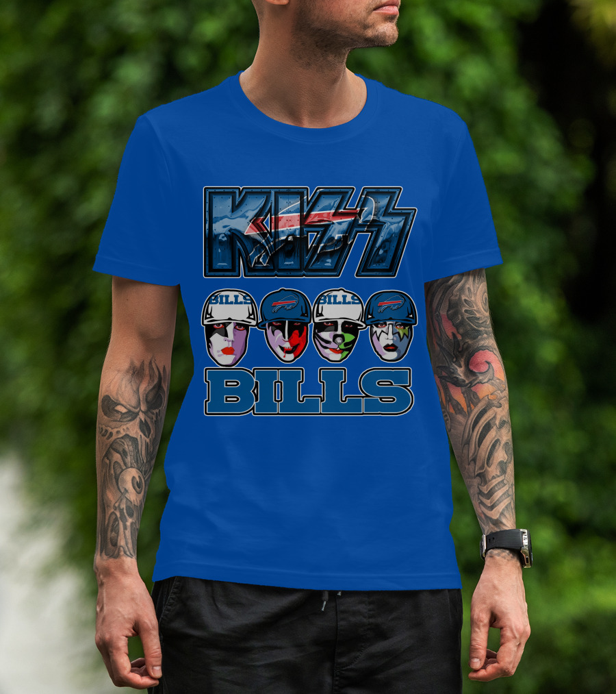 Kiss Buffalo Bills Helmets Face Paint Band Style T-Shirt