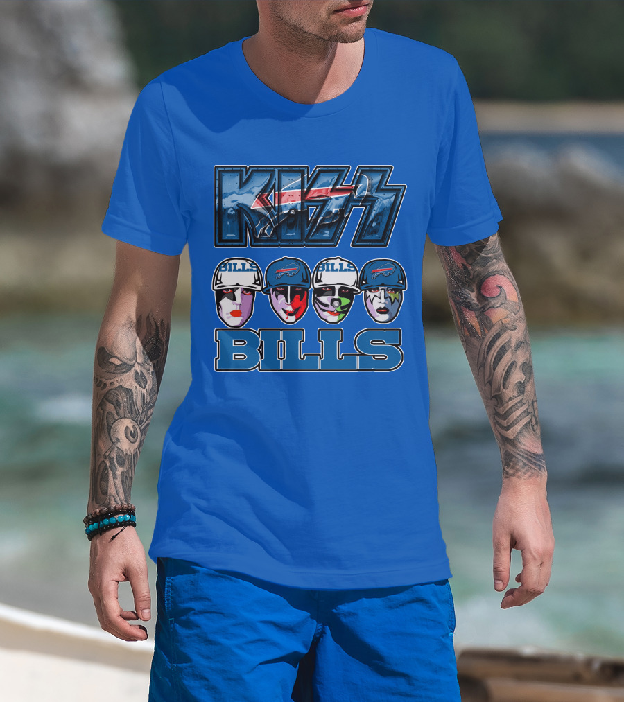 Kiss Buffalo Bills Helmets Face Paint Band Style T-Shirt