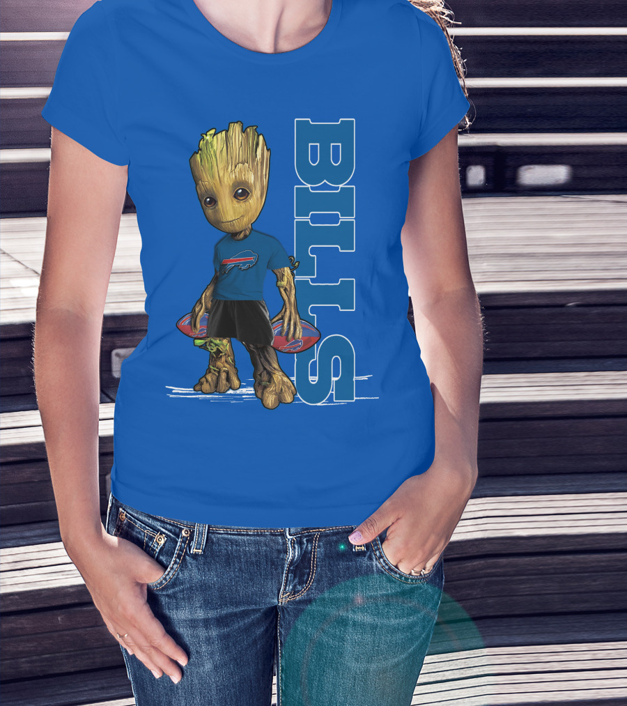 Groot Buffalo Bills Nfl Fan With Team Football Board T-Shirt