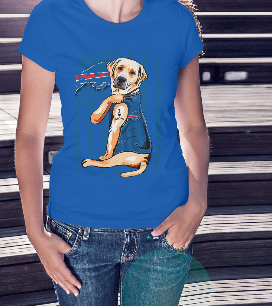 Labrador Retriever I Love Mom Buffalo Bills T-Shirt