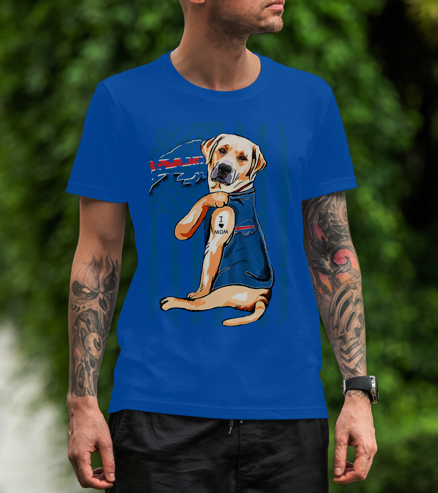 Labrador Retriever I Love Mom Buffalo Bills T-Shirt