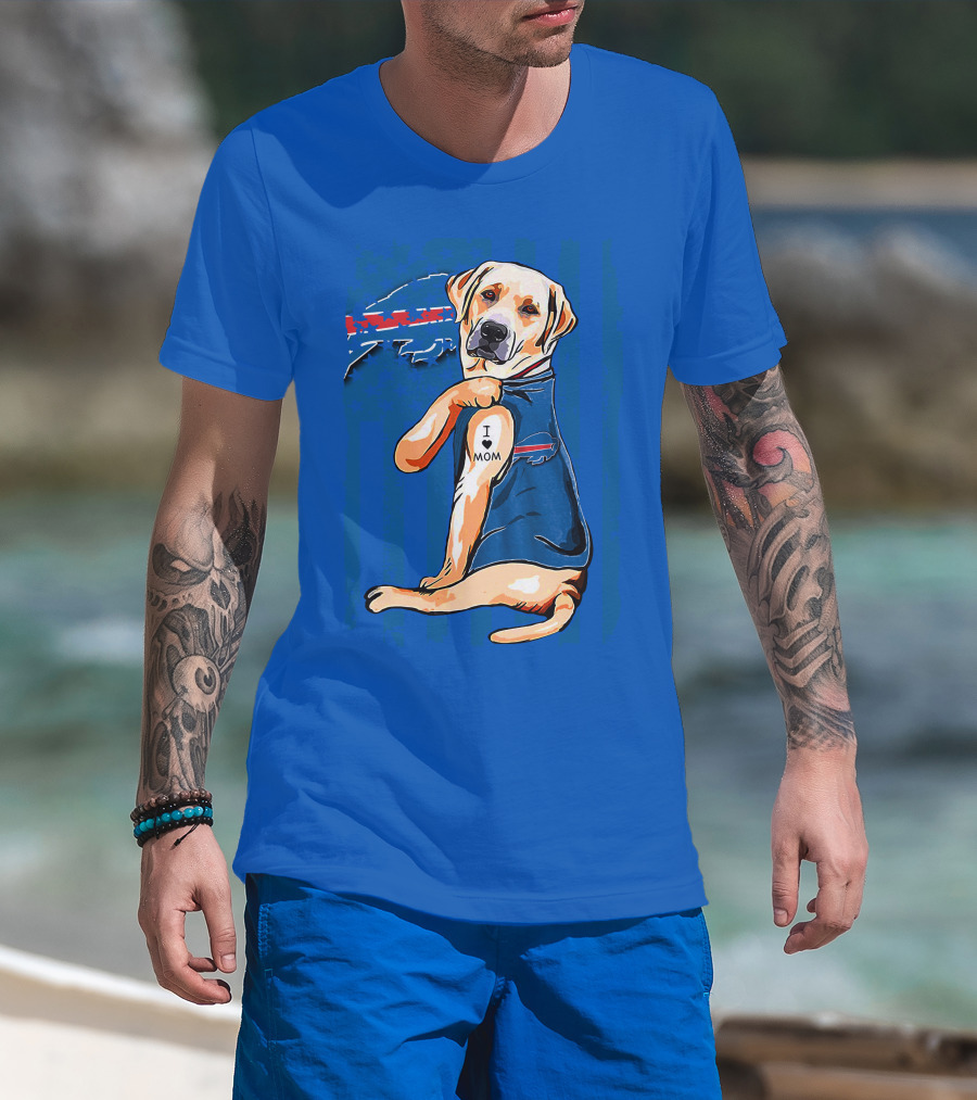 Labrador Retriever I Love Mom Buffalo Bills T-Shirt
