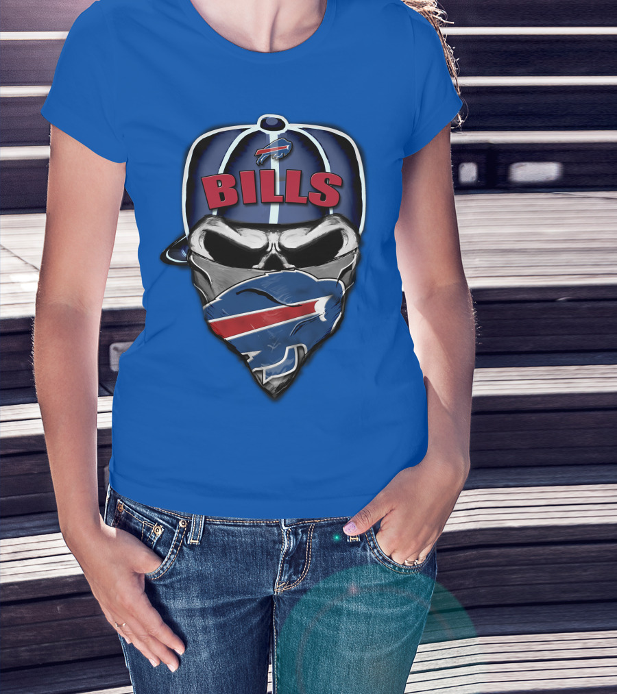Buffalo Bills Skull Bandana Nfl Fan Skullcap T-Shirt