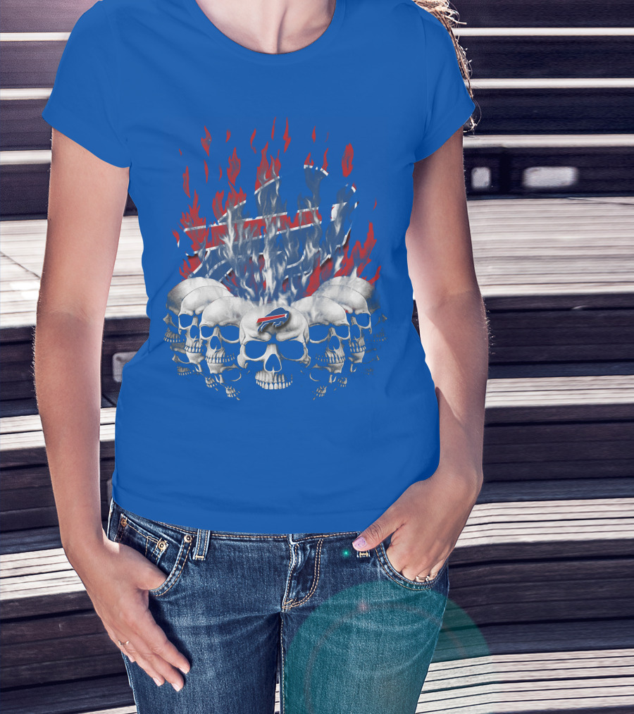 Buffalo Bills Skull Flames 43 Nfl Team T-Shirt