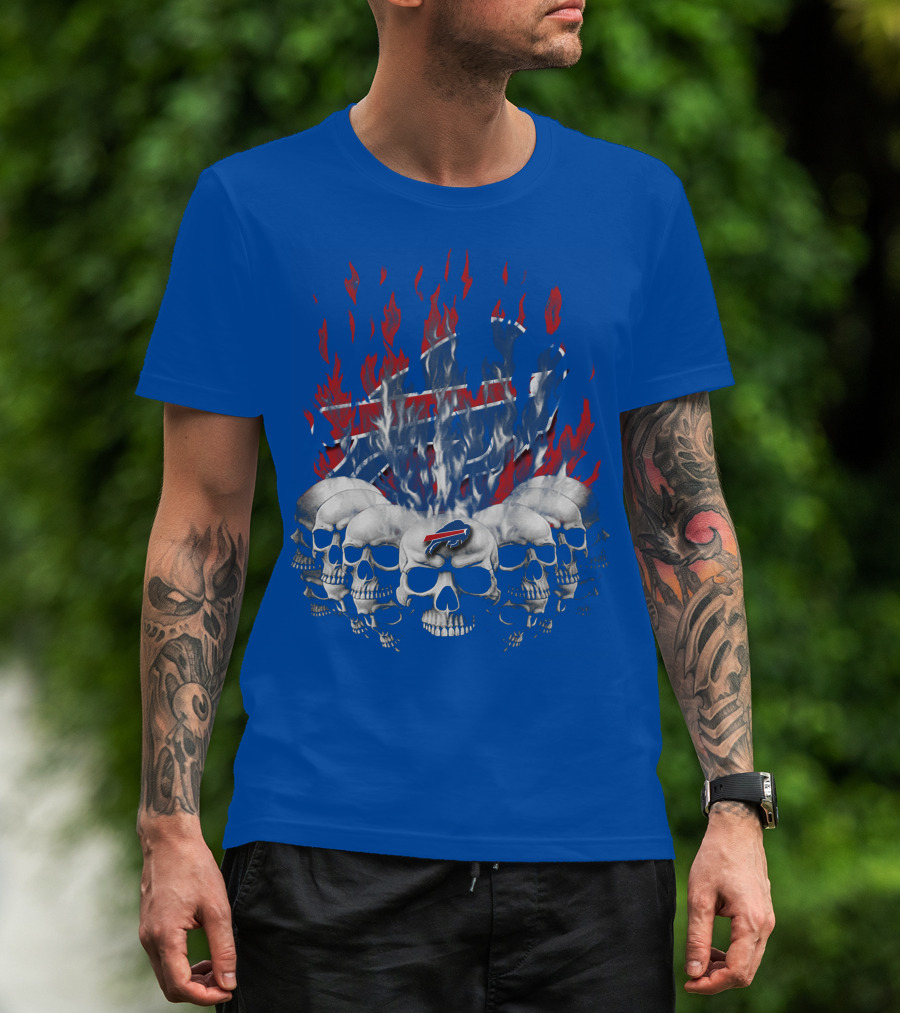 Buffalo Bills Skull Flames 43 Nfl Team T-Shirt