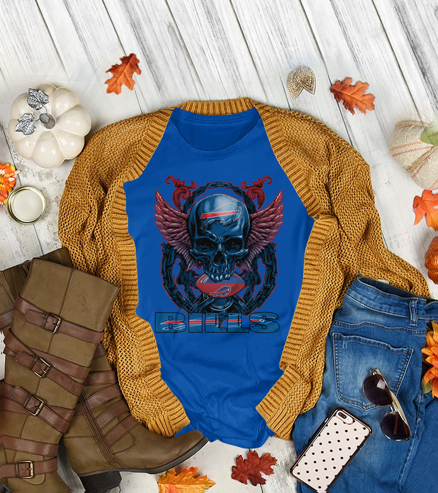 Buffalo Bills Skull with Wings and Chains T-Shirt