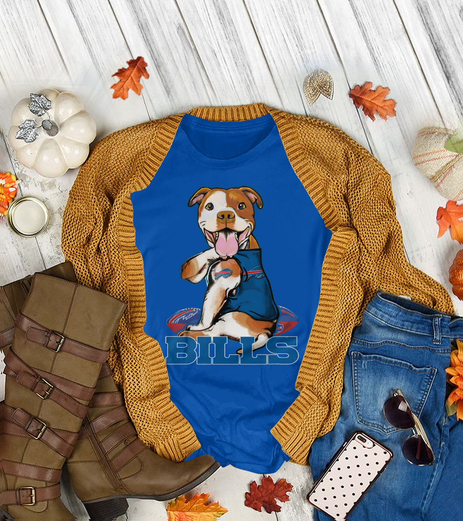 Buffalo Bills Pitbull with Footballs and Team T-Shirt
