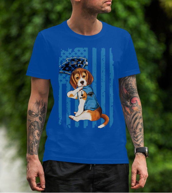 Beagle I Love Mom Carolina Panthers NFL Puppy Fan T-Shirt