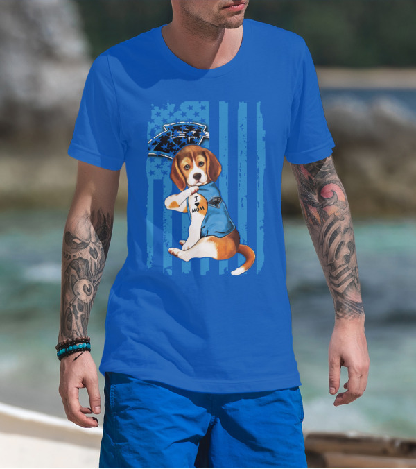Beagle I Love Mom Carolina Panthers NFL Puppy Fan T-Shirt