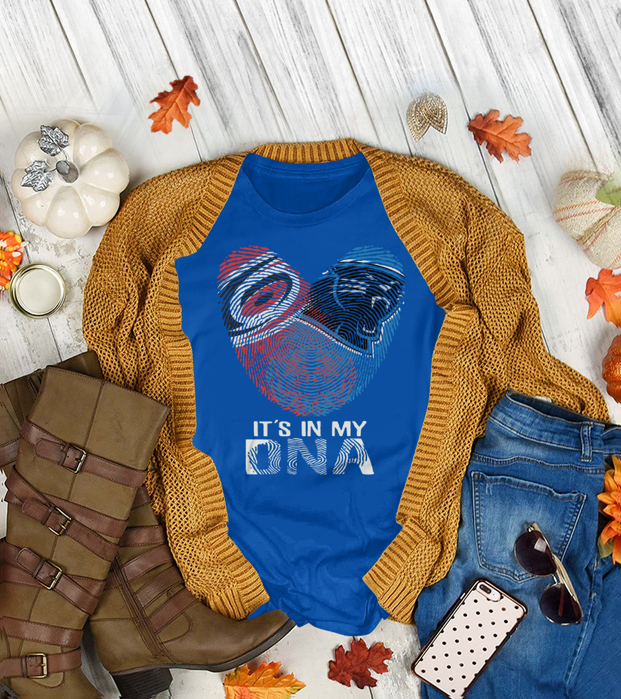Carolina Panthers 15 It's In My Dna Fingerprint Heart T-Shirt