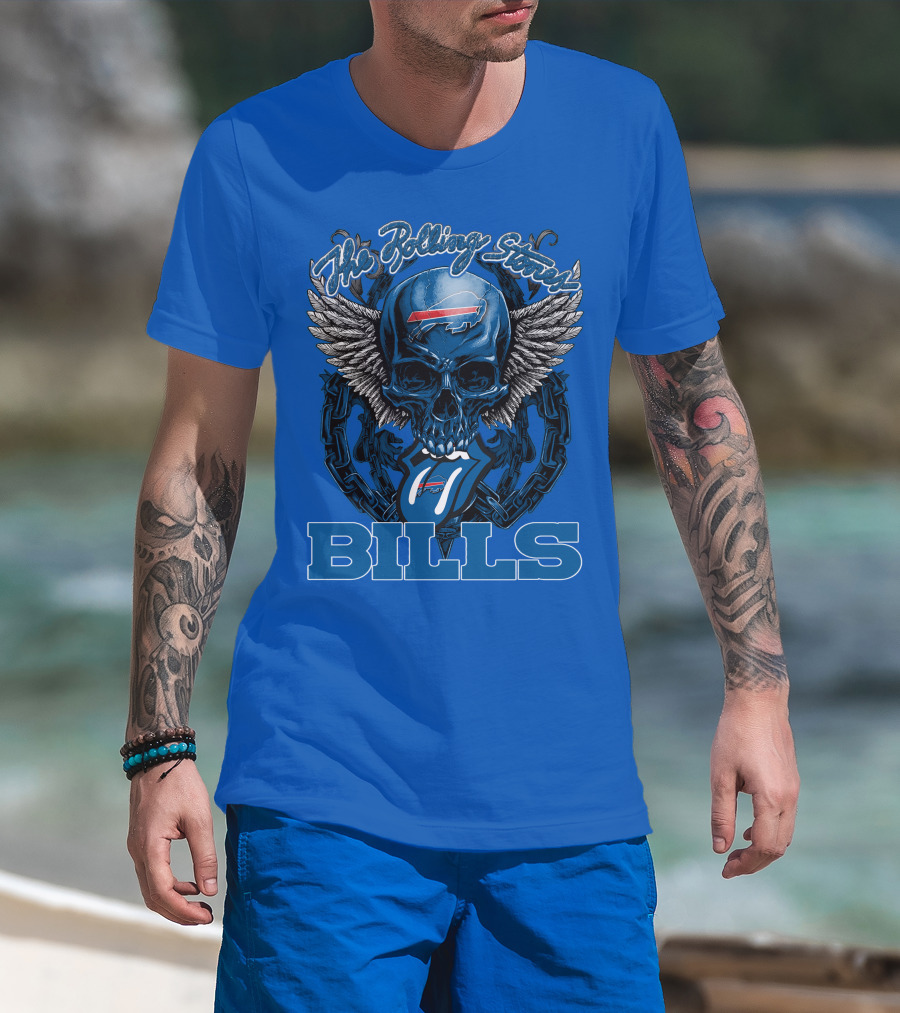 The Rolling Stones Bills Buffalo Wings And Skull Chain T-Shirt