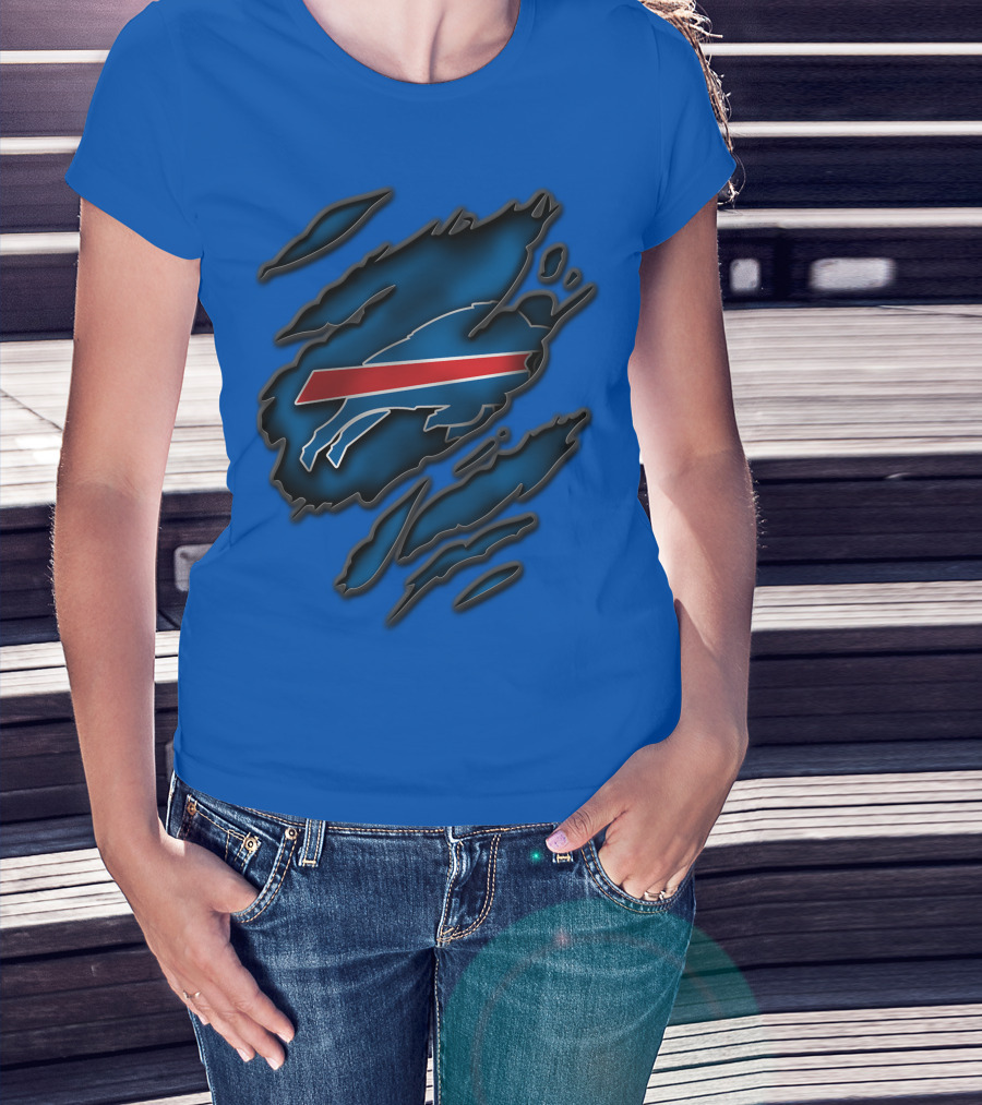 Torn Buffalo Bills Scratched T-Shirt