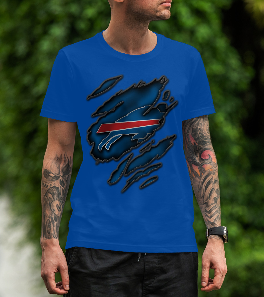 Torn Buffalo Bills Scratched T-Shirt