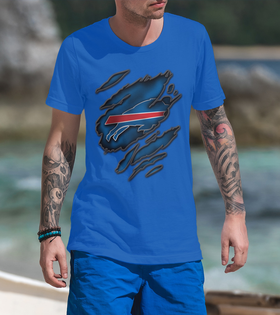 Torn Buffalo Bills Scratched T-Shirt