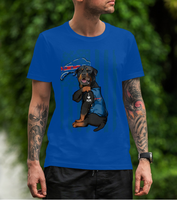 Rottweiler I Love Mom Buffalo Bills T-Shirt