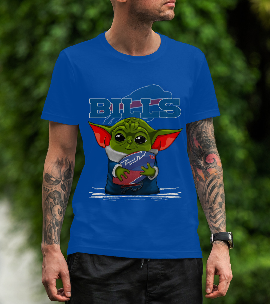 Yoda Buffalo Bills Fan Holding Football T-Shirt